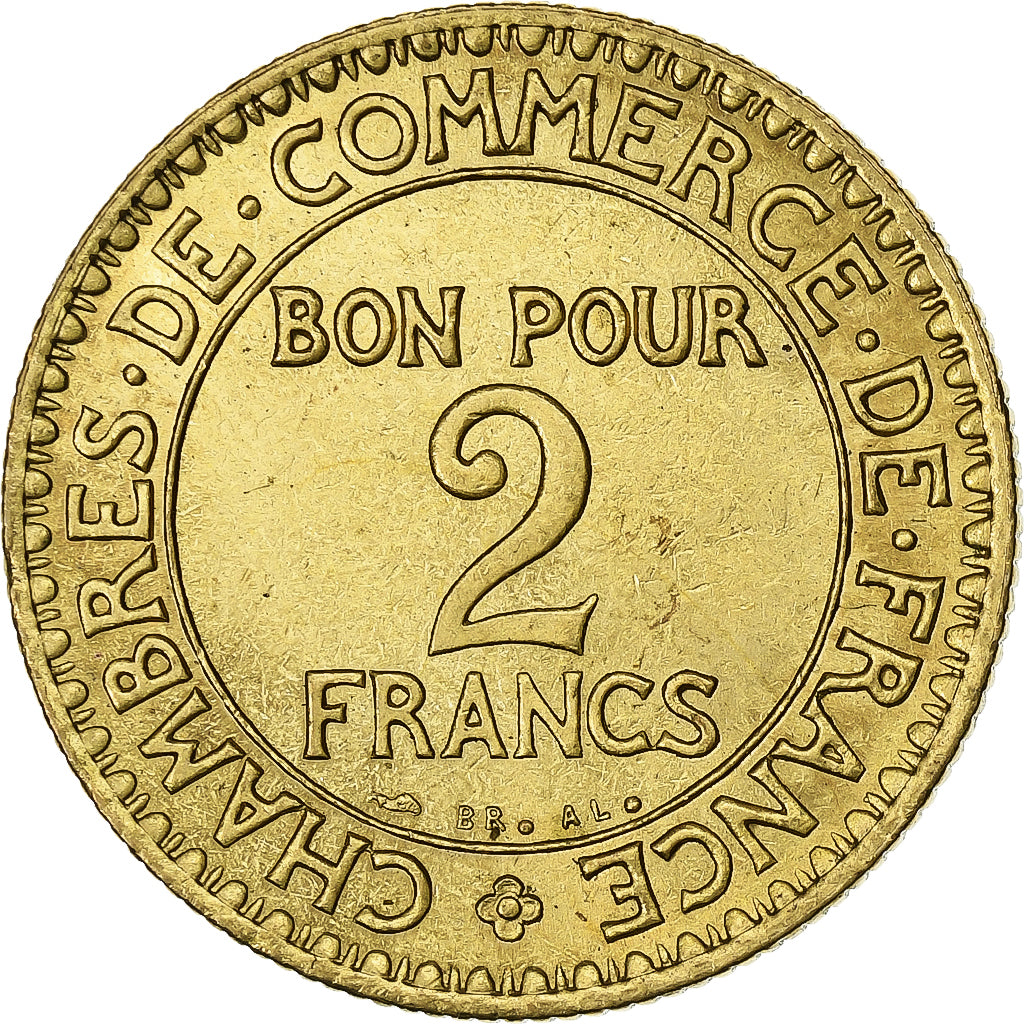 Francia, 2 Francs, Chambre de commerce, 1923, Paris, Rame-alluminio, BB