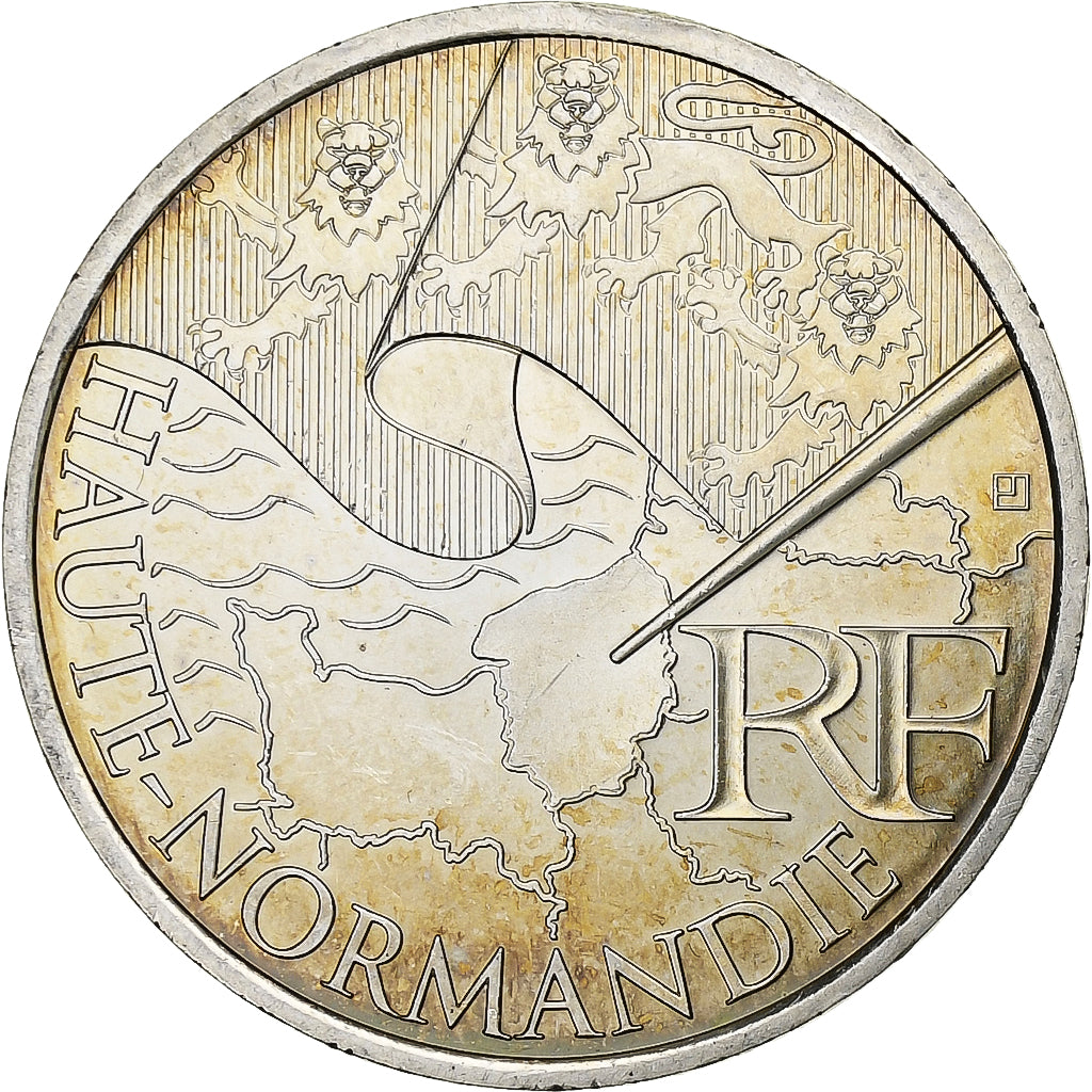 France, 10 Euro, Haute-Normandie, 2010, Pessac, Silver, MS(63)