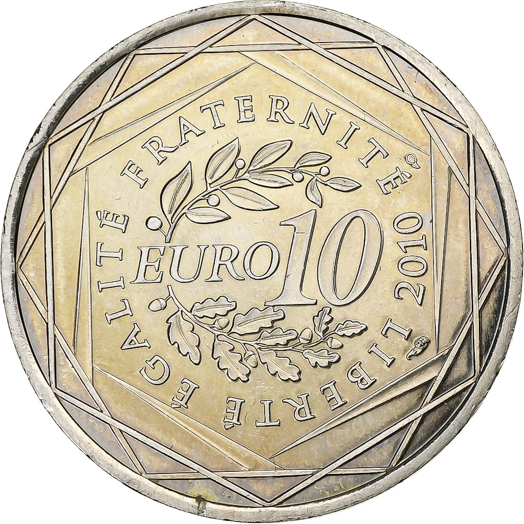 France, 10 Euro, Haute-Normandie, 2010, Pessac, Silver, MS(63)