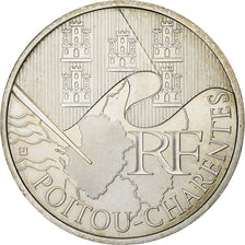 France, 10 Euro, Poitou-Charentes, 2010, Pessac, Silver, MS(60-62)