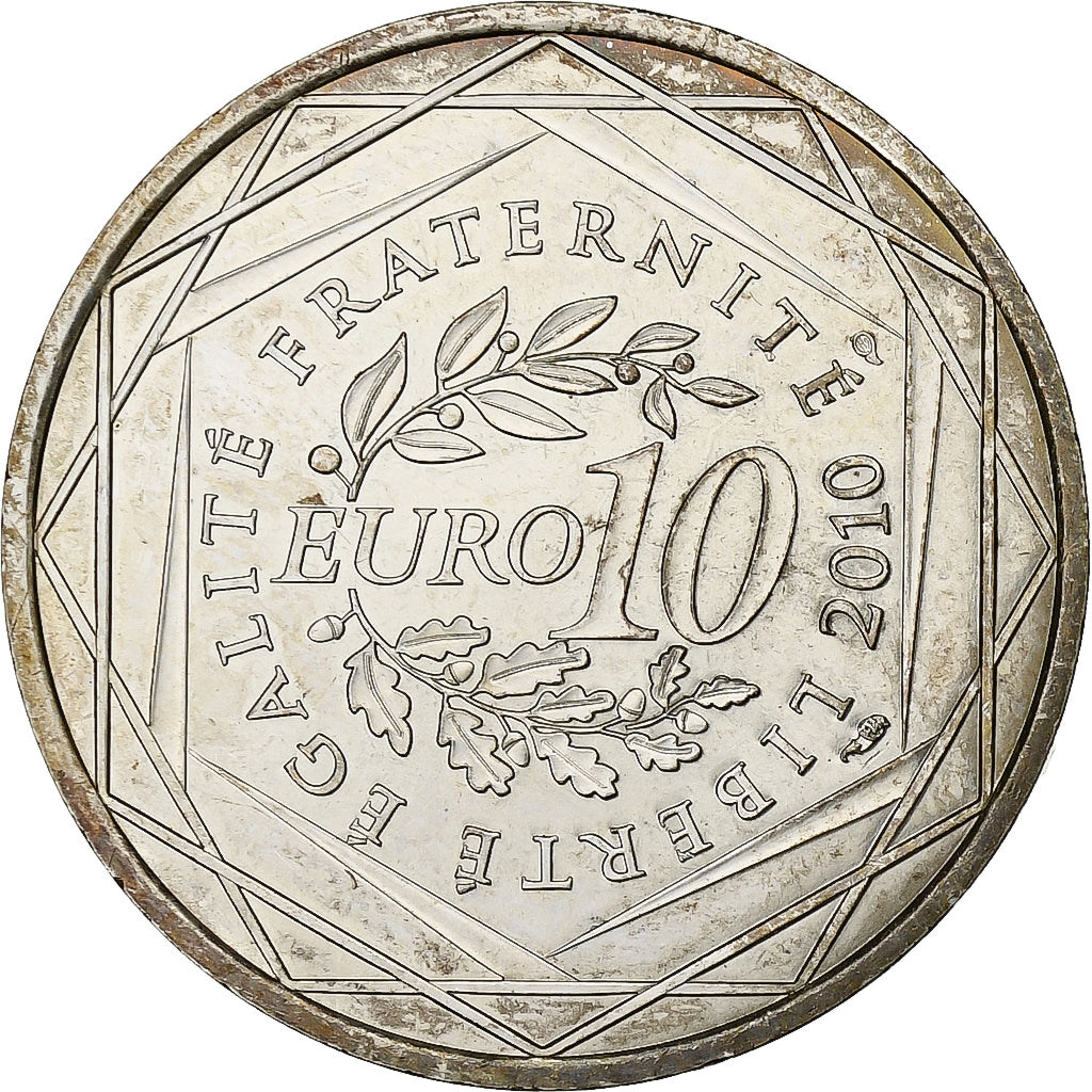 France, 10 Euro, Poitou-Charentes, 2010, Pessac, Silver, MS(60-62)