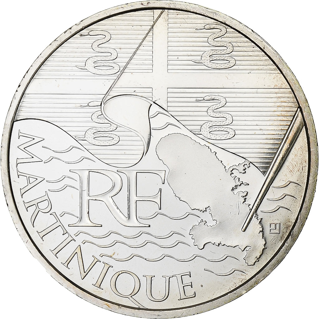 France, 10 Euro, Martinique, 2010, Pessac, Silver, MS(63)