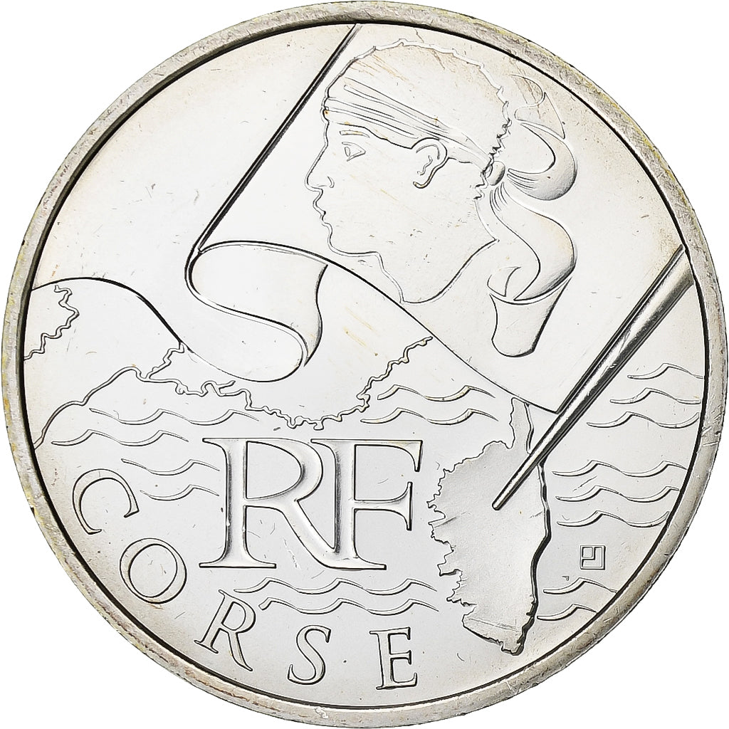 França, 10 Euro, Corse, 2010, Pessac, Prata, MS(63)