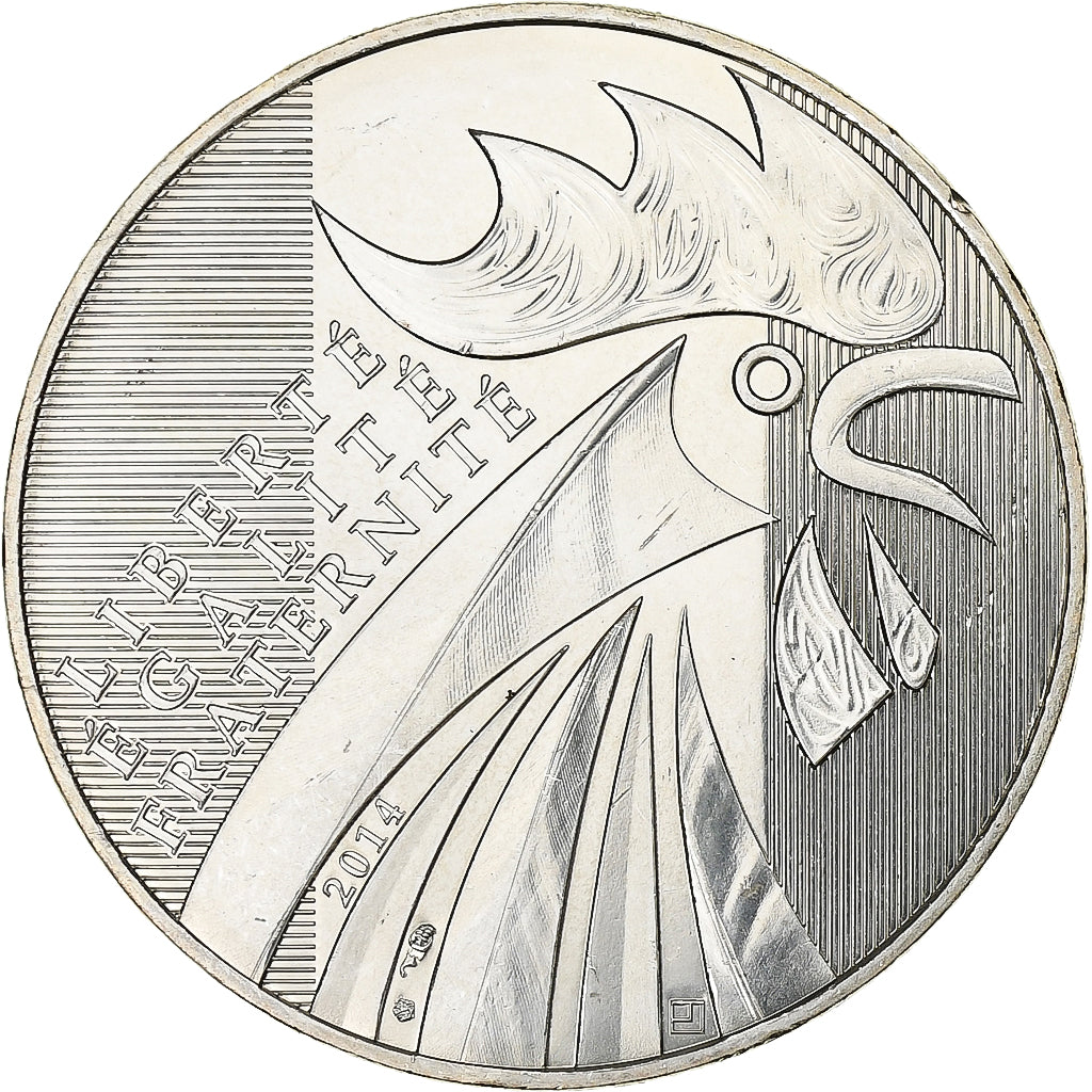 France, 10 Euro, Rooster, 2014, Pessac, Silver, MS(63)