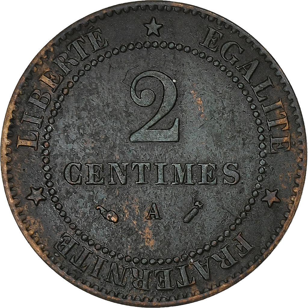 França, 2 Centimes, Cérès, 1889, Paris, Bronze, VF(30-35), Gadoury:105