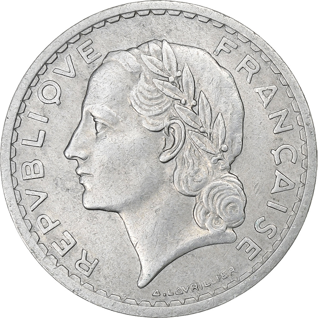 Francia, 5 Francs, Lavrillier, 1950, Beaumont-Le-Roger, Alluminio, MB+