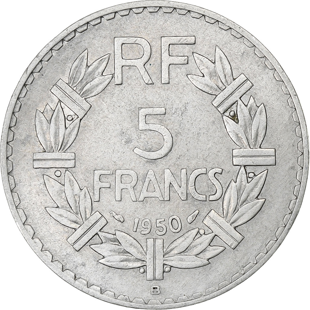 Francia, 5 Francs, Lavrillier, 1950, Beaumont-Le-Roger, Alluminio, MB+