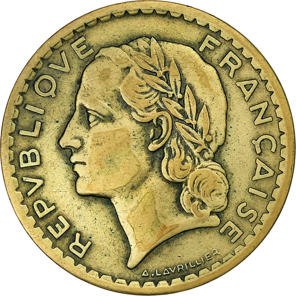 Francia, 5 Francs, Lavrillier, 1945, Castelsarrasin, Rame-alluminio, MB