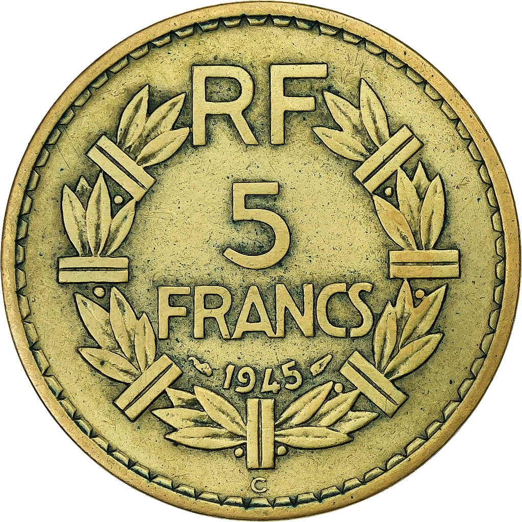 Francia, 5 Francs, Lavrillier, 1945, Castelsarrasin, Rame-alluminio, MB