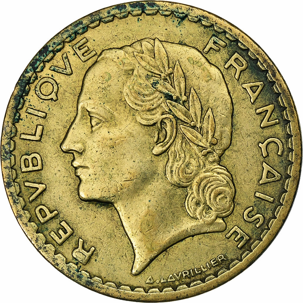 Francia, 5 Francs, Lavrillier, 1946, Castelsarrasin, Rame-alluminio, MB+