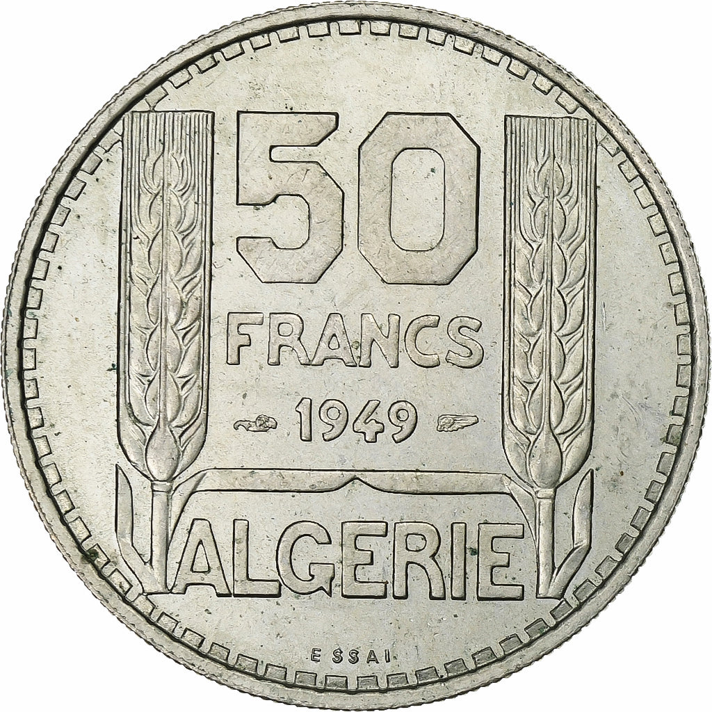 Algeria, 50 Francs, Turin, 1949, Paris, Essai, Copper-nickel, AU(55-58)