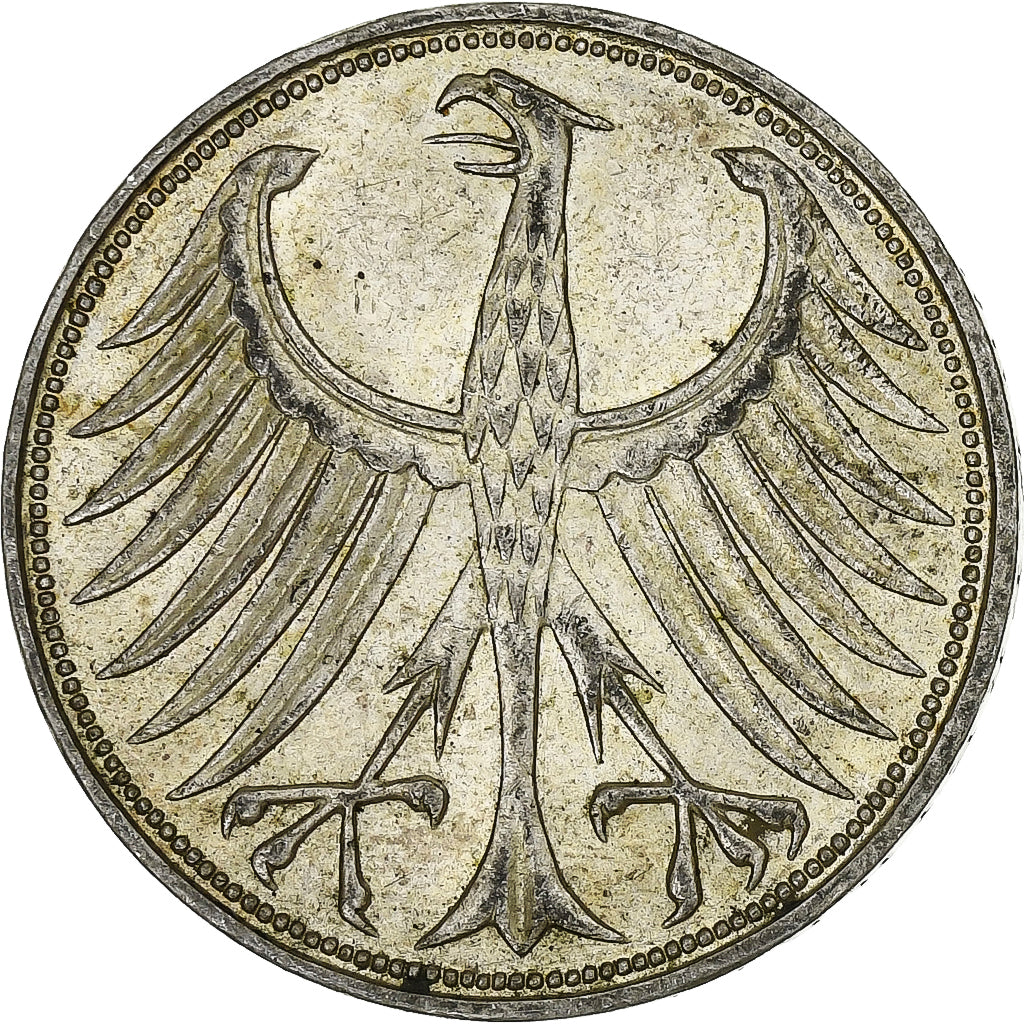 GERMANIA - REPUBBLICA FEDERALE, 5 Mark, 1968, Hamburg, Argento, BB