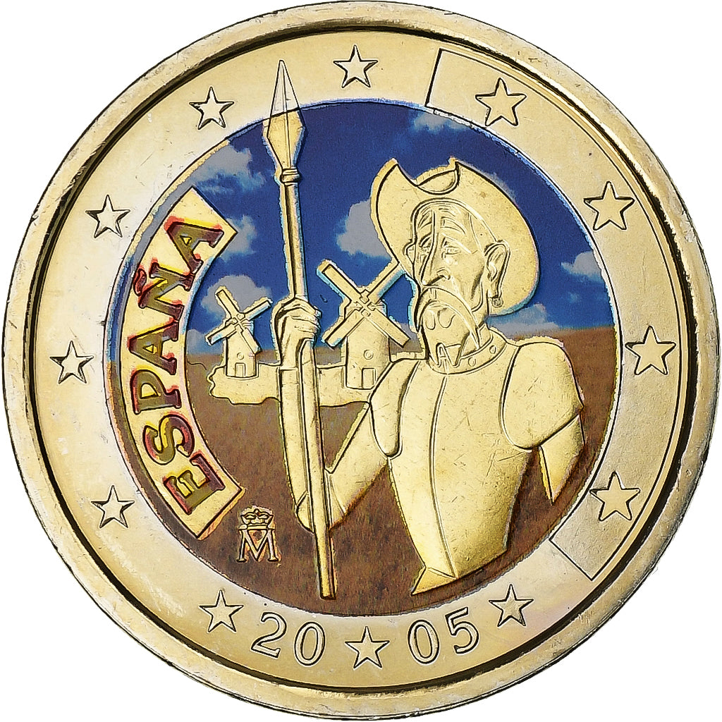 Spain, 2 Euro, Don Quixote, Colorized, 2005, Madrid, Bimetallic, MS(63)