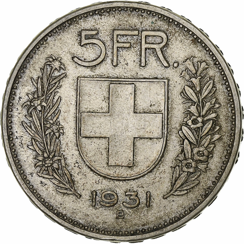 Switzerland, 5 Francs, Herdsman, 1931, Bern, Silver, VF(20-25)