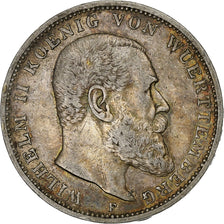 Kingdom of Württemberg, Wilhelm II, 3 Mark, 1909, Stuttgart, Silver, EF(40-45)