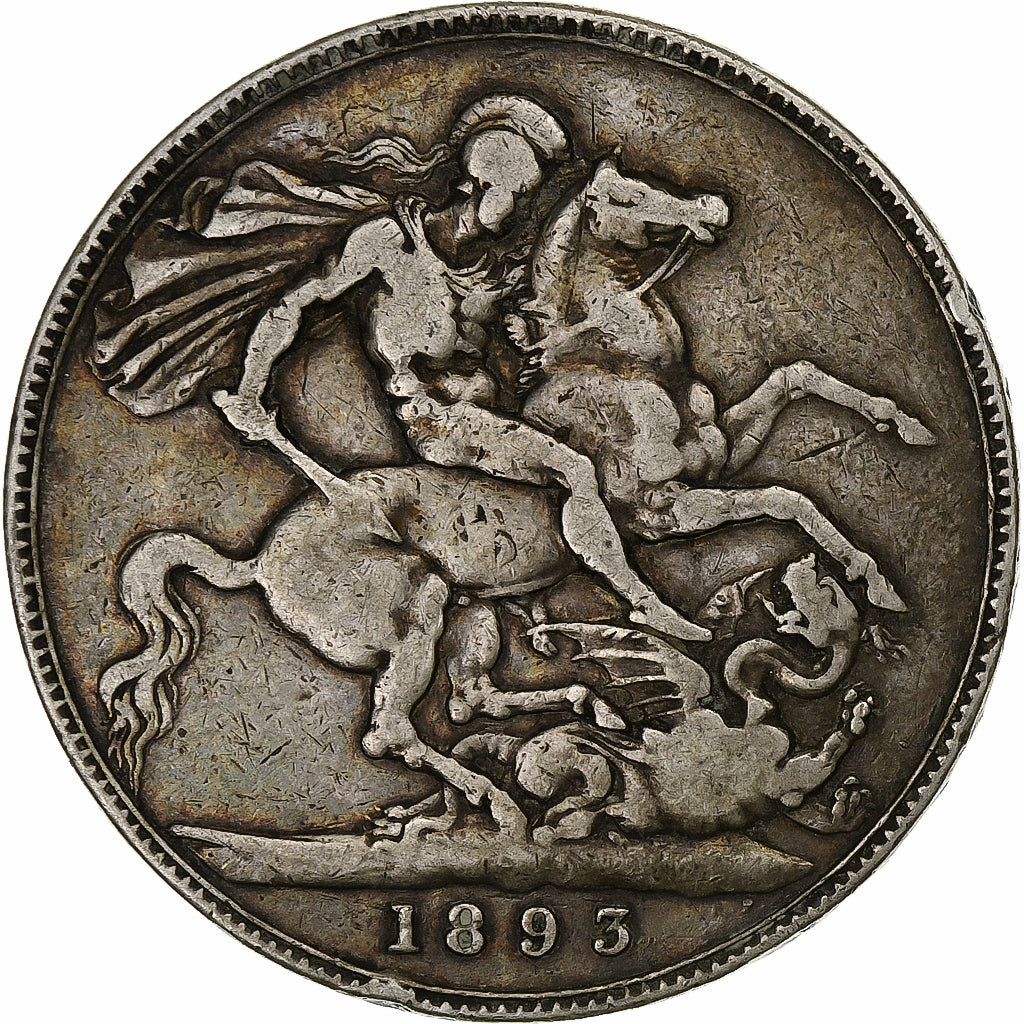 Great Britain, Victoria, Crown, 1893, London, Silver, VF(20-25)