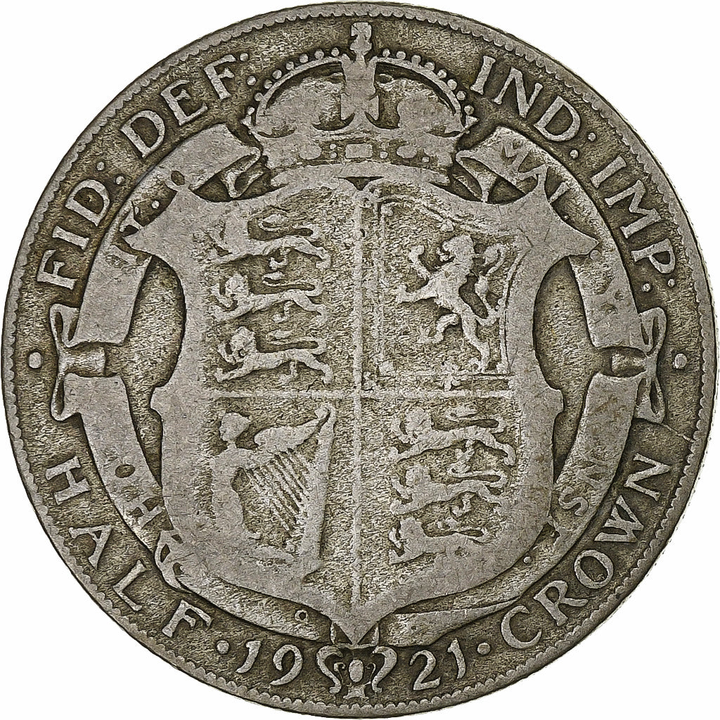 Grande-Bretagne, George V, Half crown, 1921, Londres, Argent, TB