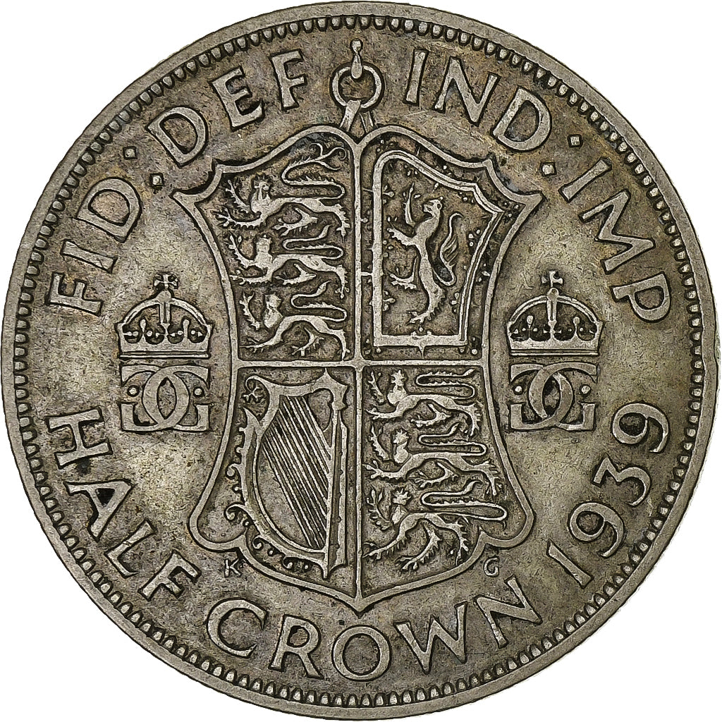 Grande-Bretagne, George VI, Half crown, 1939, Londres, Argent, TB+