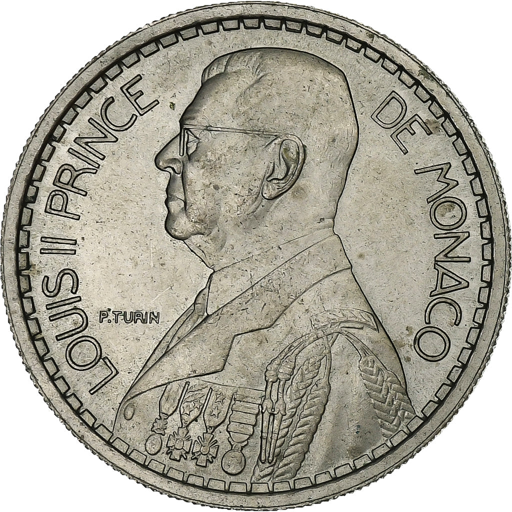 Monaco, Louis II, 10 Francs, 1945, Paris, Pattern, Kupfer-Nickel, VZ