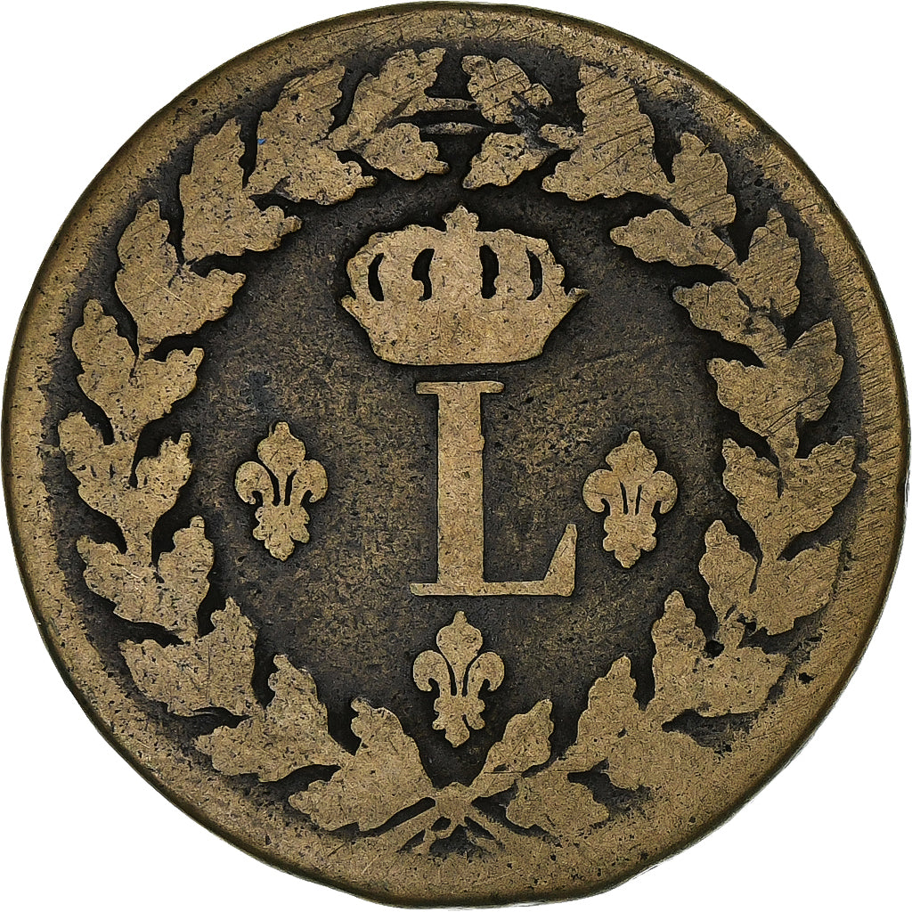 Francja, Louis XVIII, Decime, 1815, Strasbourg, Brązowy, F(12-15)