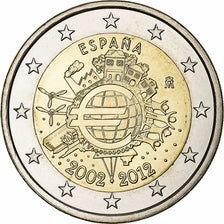 Spain, 2 Euro, 10 Years of Euros Cash, 2012, Madrid, Bimetallic, MS(63)