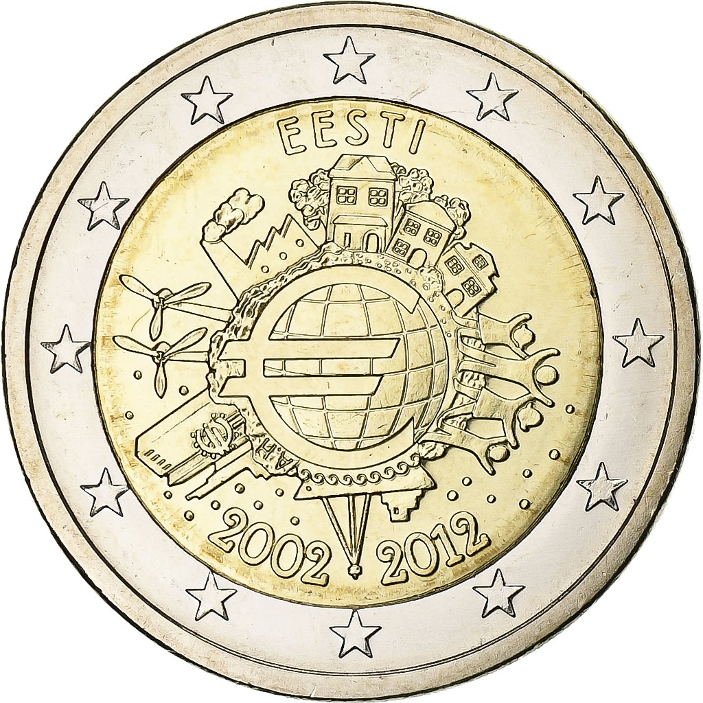 Estonia, 2 Euro, 10 Years of Euros Cash, 2012, Vantaa, Bimetallic, UNZ