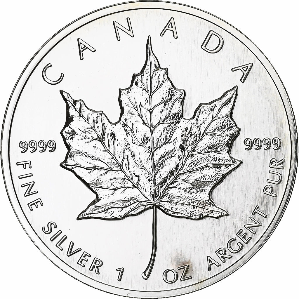 Canada, Elizabeth II, 5 Dollars, Maple Leaf, 1996, Ottawa, Srebro, MS(64)