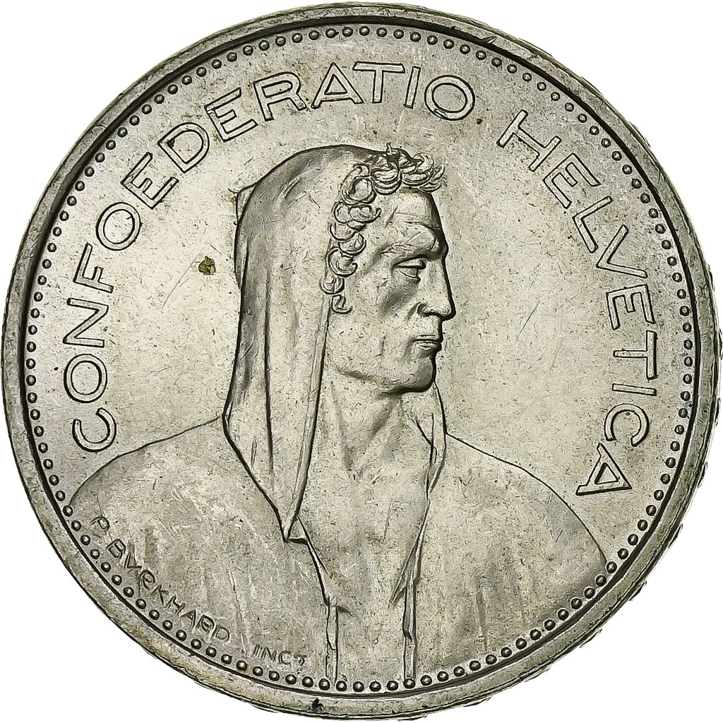 Suiza, 5 Francs, Herdsman, 1966, Bern, Plata, EBC