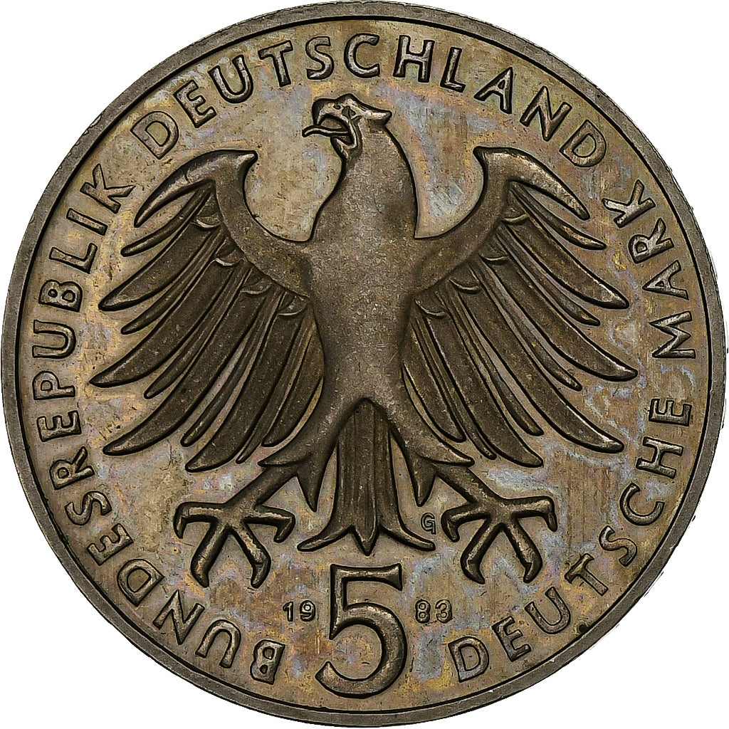 Germany, 5 Mark, Martin Luther, 1983, Karlsruhe, Copper-Nickel Clad Nickel