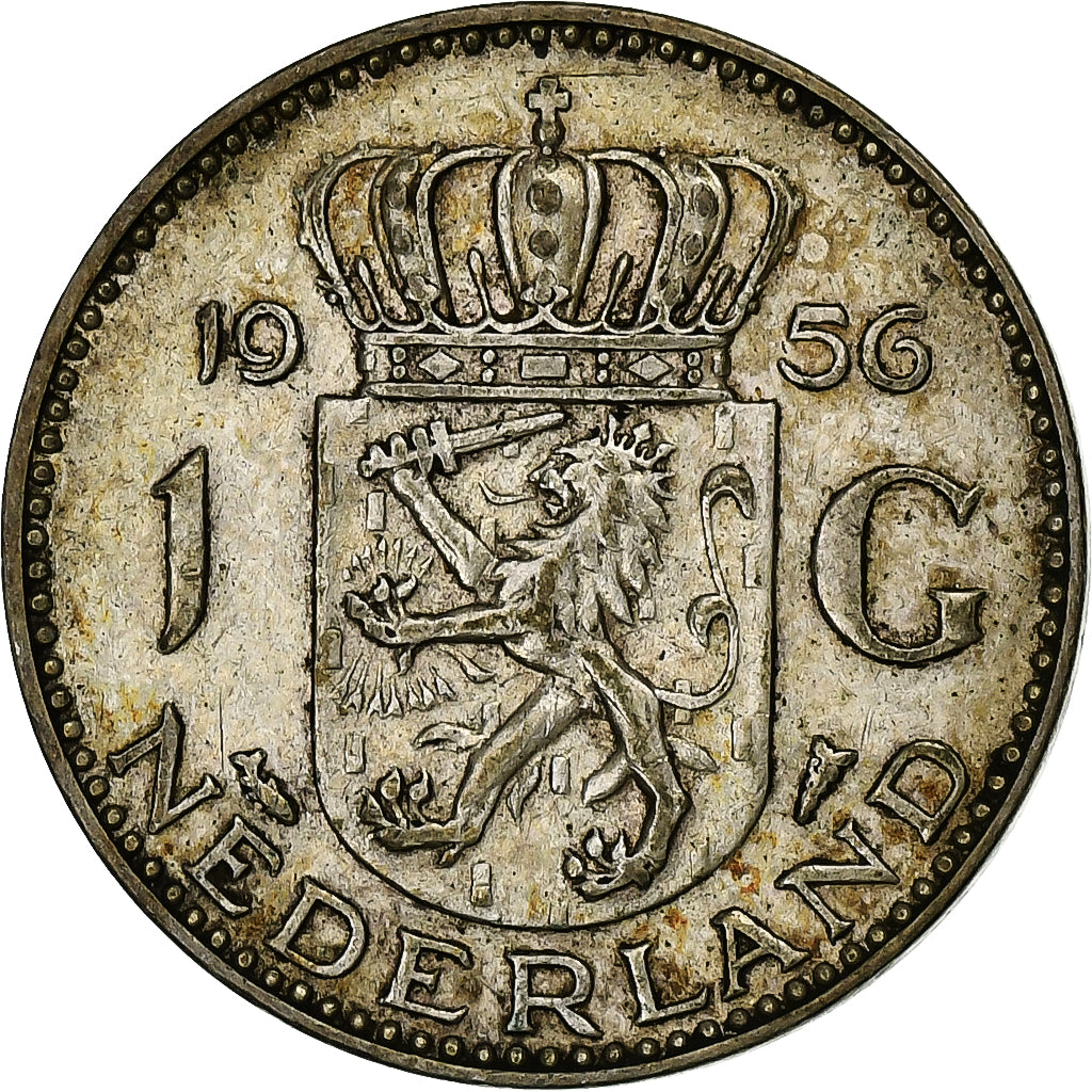 Países Baixos, Juliana, Gulden, 1956, Utrecht, Prata, VF(30-35)