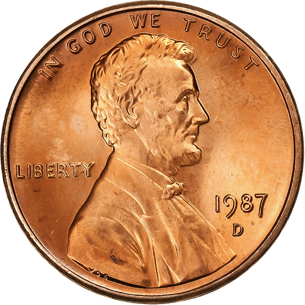 Estados Unidos da América, Cent, Lincoln, 1987, Denver, Zinco Cobreado