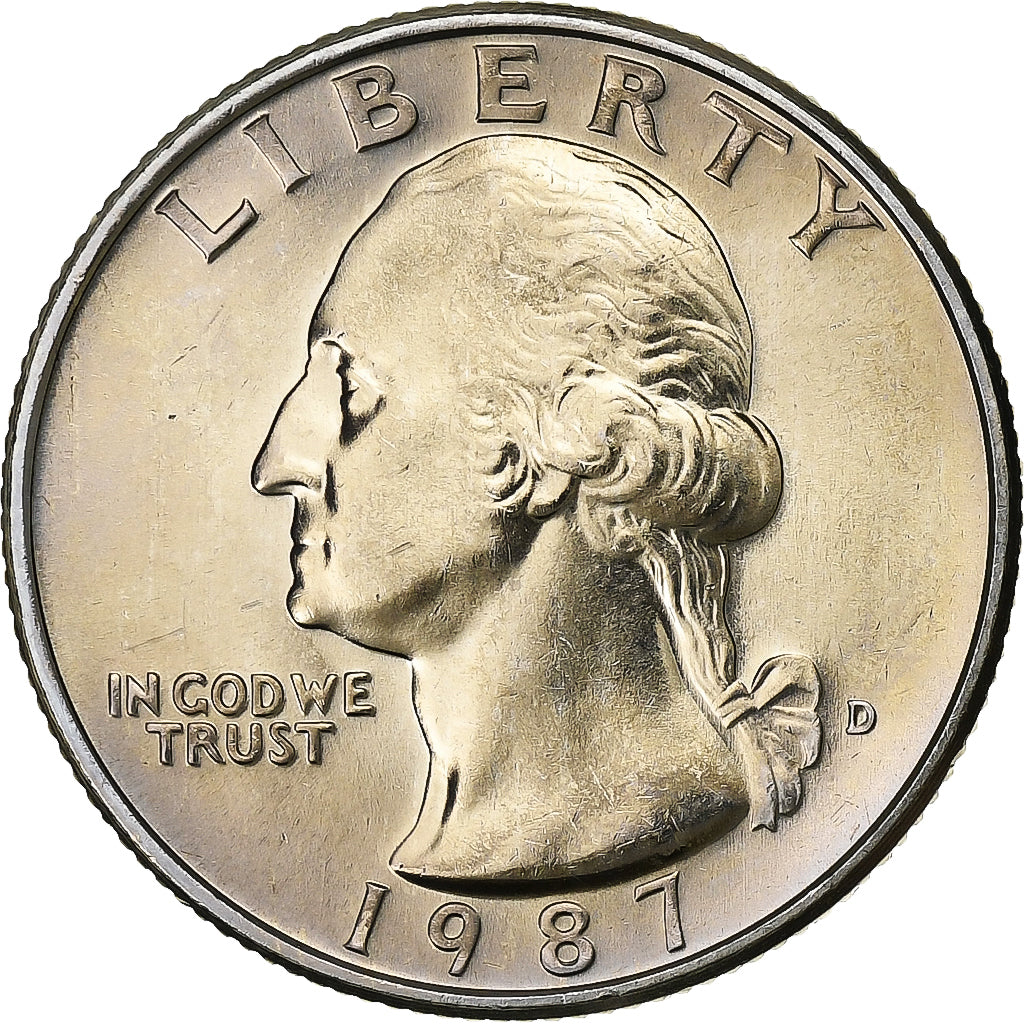 Estados Unidos, Washington Quarter, 1987, Denver, Cobre - níquel recubierto de