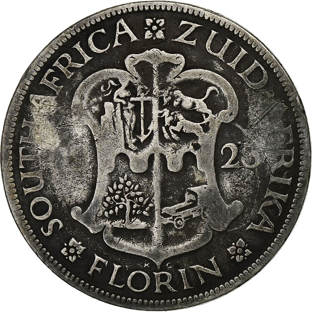 África do Sul, George V, Florin, 1923, Pretoria, Prata, VF(20-25)