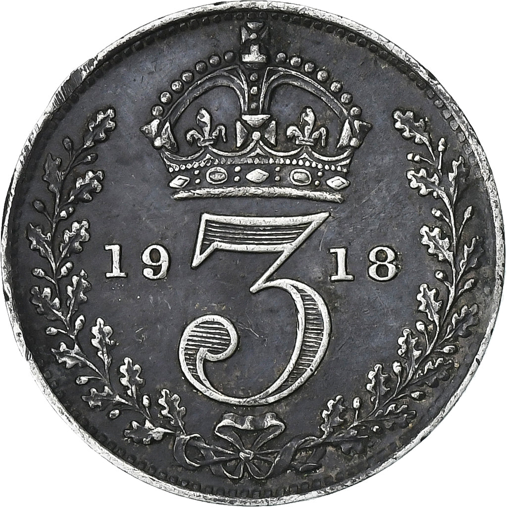 Great Britain, George V, 3 Pence, 1918, London, Silver, VF(20-25)