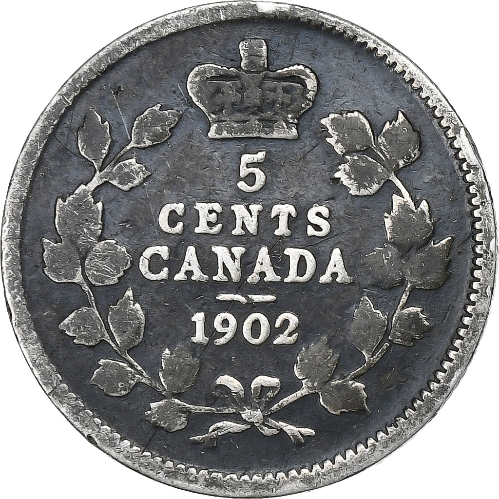 Canada, Edward VII, 5 Cents, 1902, Ottawa, Silver, VF(20-25)