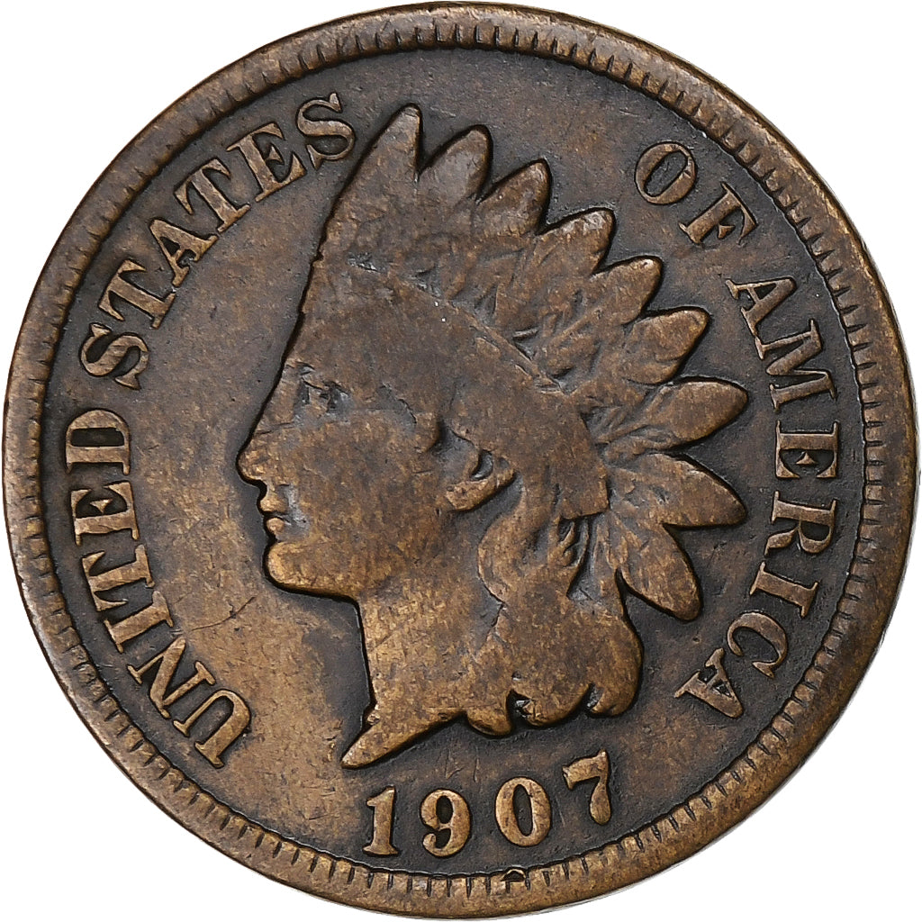 United States, Cent, Indian Head, 1907, Philadelphia, Bronze, VF(20-25)