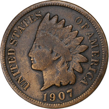 United States, Cent, Indian Head, 1907, Philadelphia, Bronze, VF(20-25)