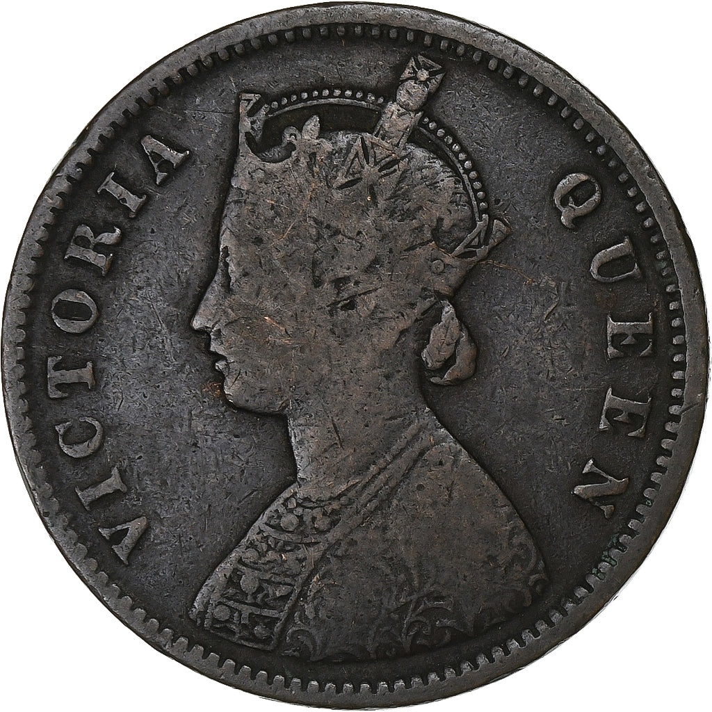 British India, Victoria, 1/4 Anna, 1876, Calcutta, Copper, VF(20-25)