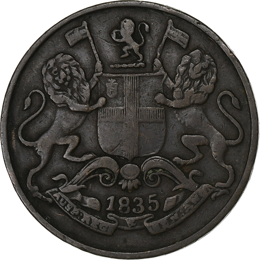 British India, Victoria, 1/4 Anna, 1835, Bombay, Kupfer, S