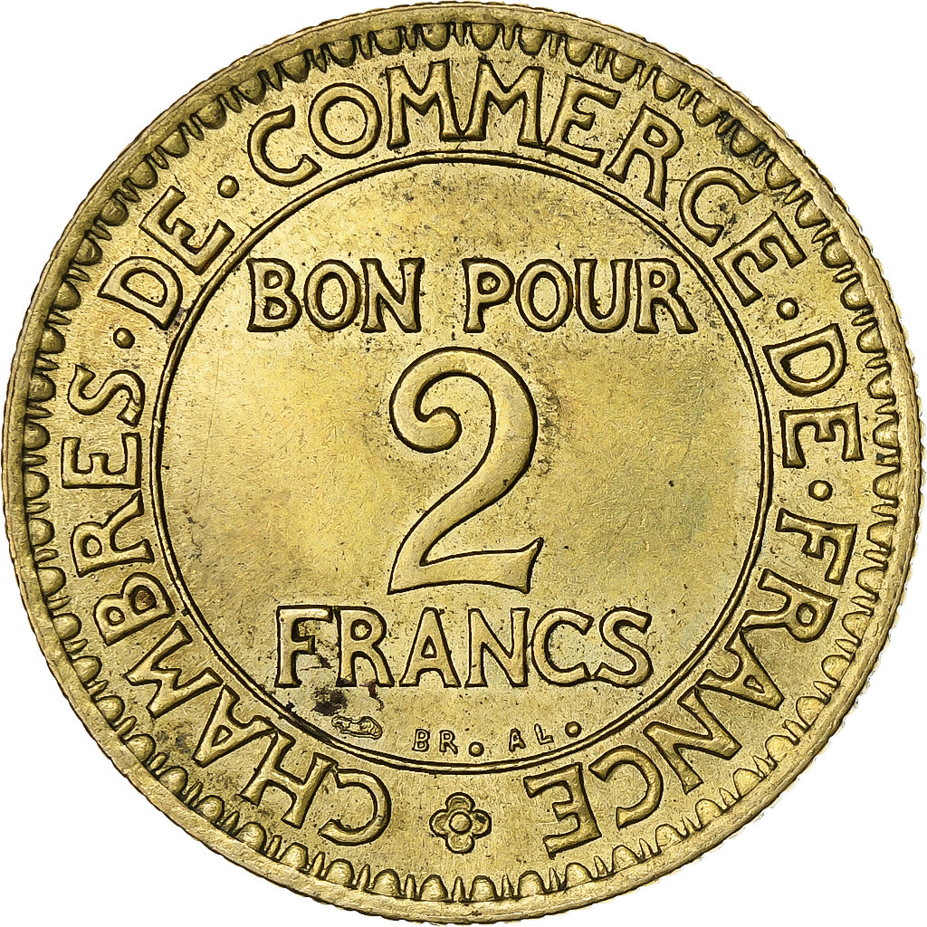 France, 2 Francs, Chambre de commerce, 1923, Paris, Cupro-Aluminium, MS(60-62)