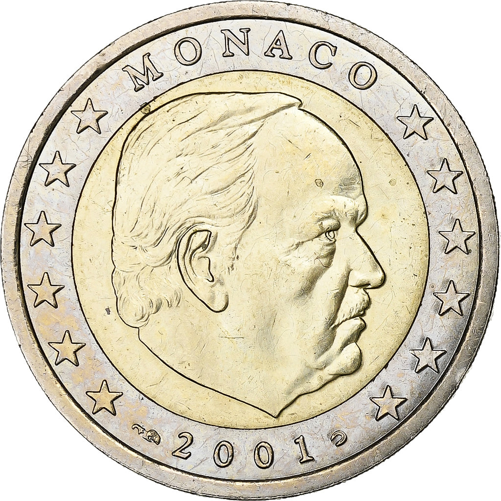 Monaco, Rainier III, 2 Euro, 2001, Pessac, Bimetallic, MS(63)
