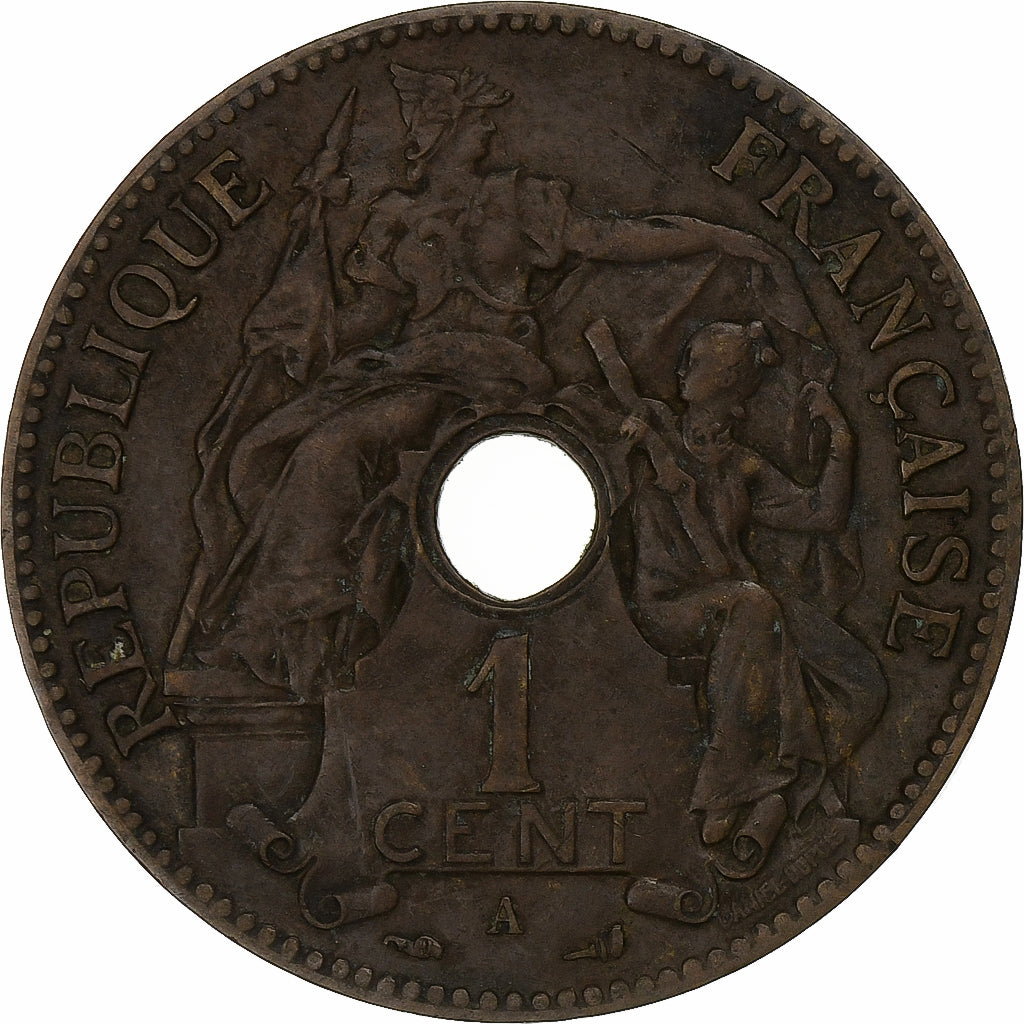 Indocina francese, 1 Centième, 1903, Paris, Bronzo, BB