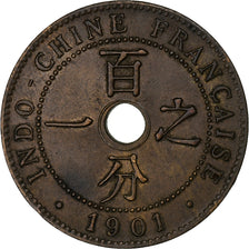 French Indochina, 1 Centième, 1901, Paris, Bronze, AU(55-58)