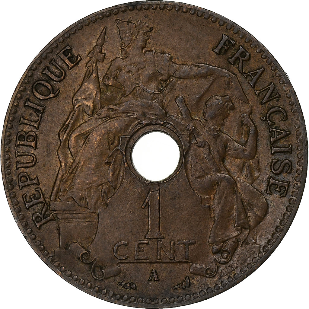 French Indochina, 1 Centième, 1901, Paris, Bronze, AU(55-58)