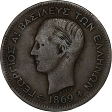 Greece, George I, 5 Lepta, 1869, Strasbourg, Bronze, VF(30-35)