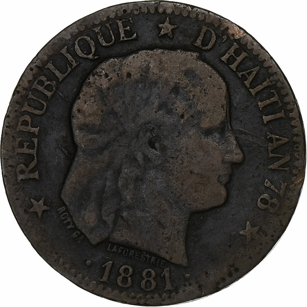 Haiti, Centime, 1881, Paris, Bronze, VF(20-25)