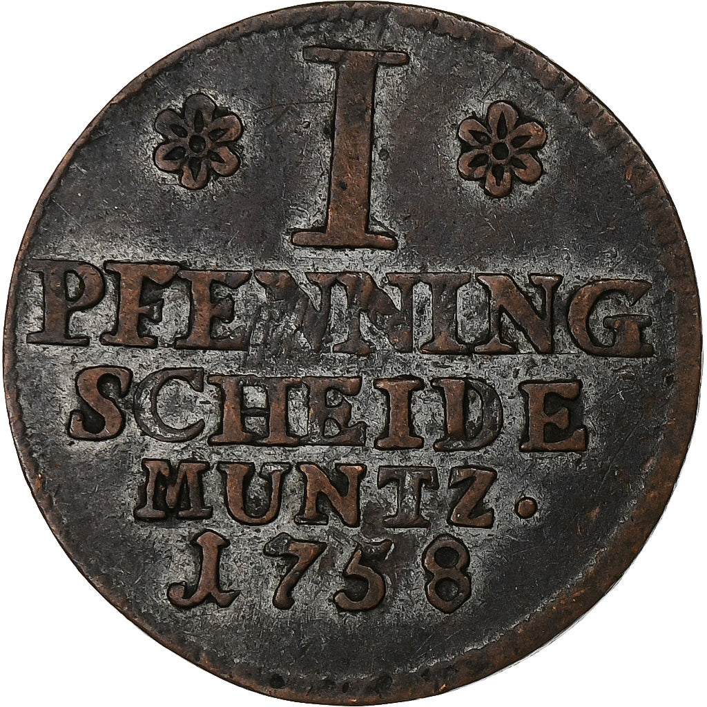 Principality of Brunswick-Wolfenbüttel, Karl I, Pfenning, 1758, Copper