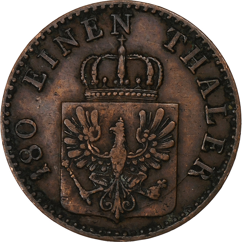 Prussia, Wilhelm I, 2 Pfenninge, 1863, Berlin, Copper, VF(20-25)