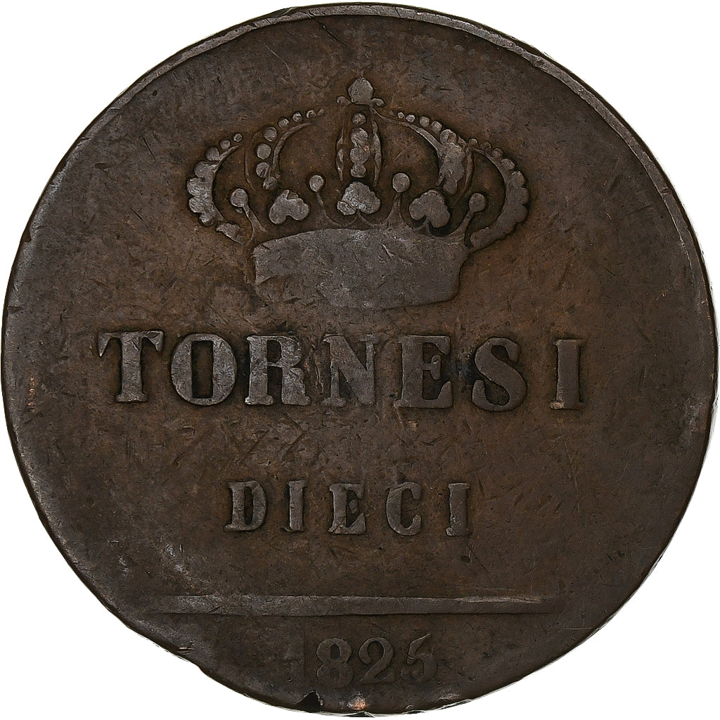 Kingdom of the Two Sicilies, François Ier, 10 Tornesi, 1825, Rame, MB