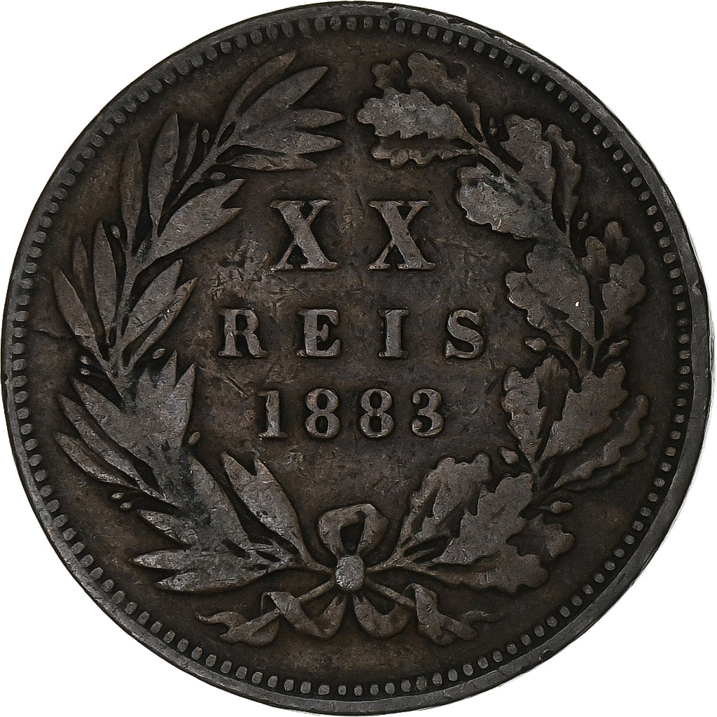Portogallo, Luiz I, 20 Reis, 1883, Lisbon, Bronzo, MB